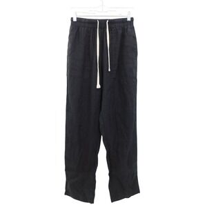 Valeria Label Black 100% Linen Drawstring Straight Trouser Pants Size‎ 8 Beachy